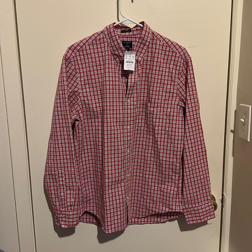J Crew flex washed - medium red patterned shirt completely new